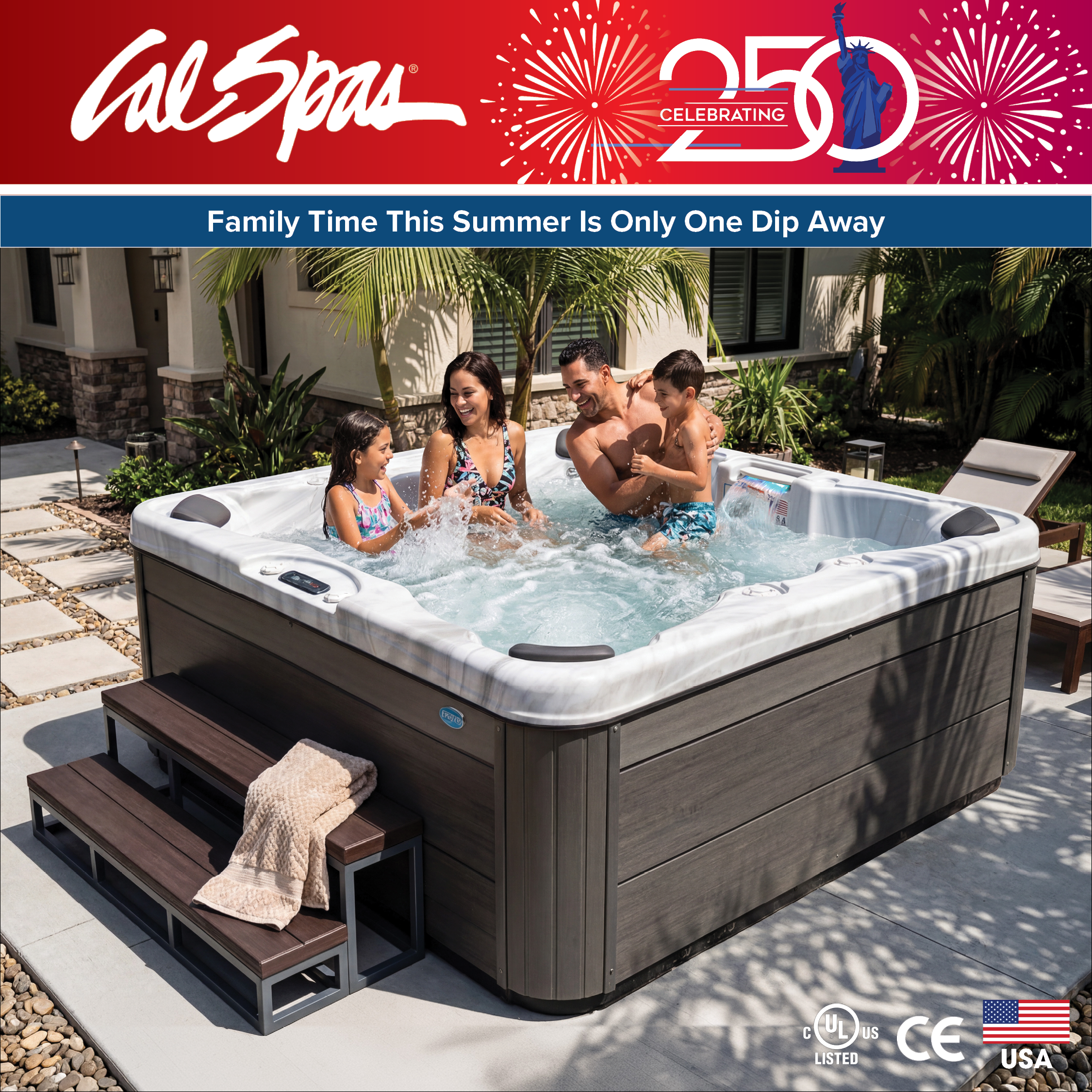 Calspas hot tub being used in a family setting - Chattanooga
